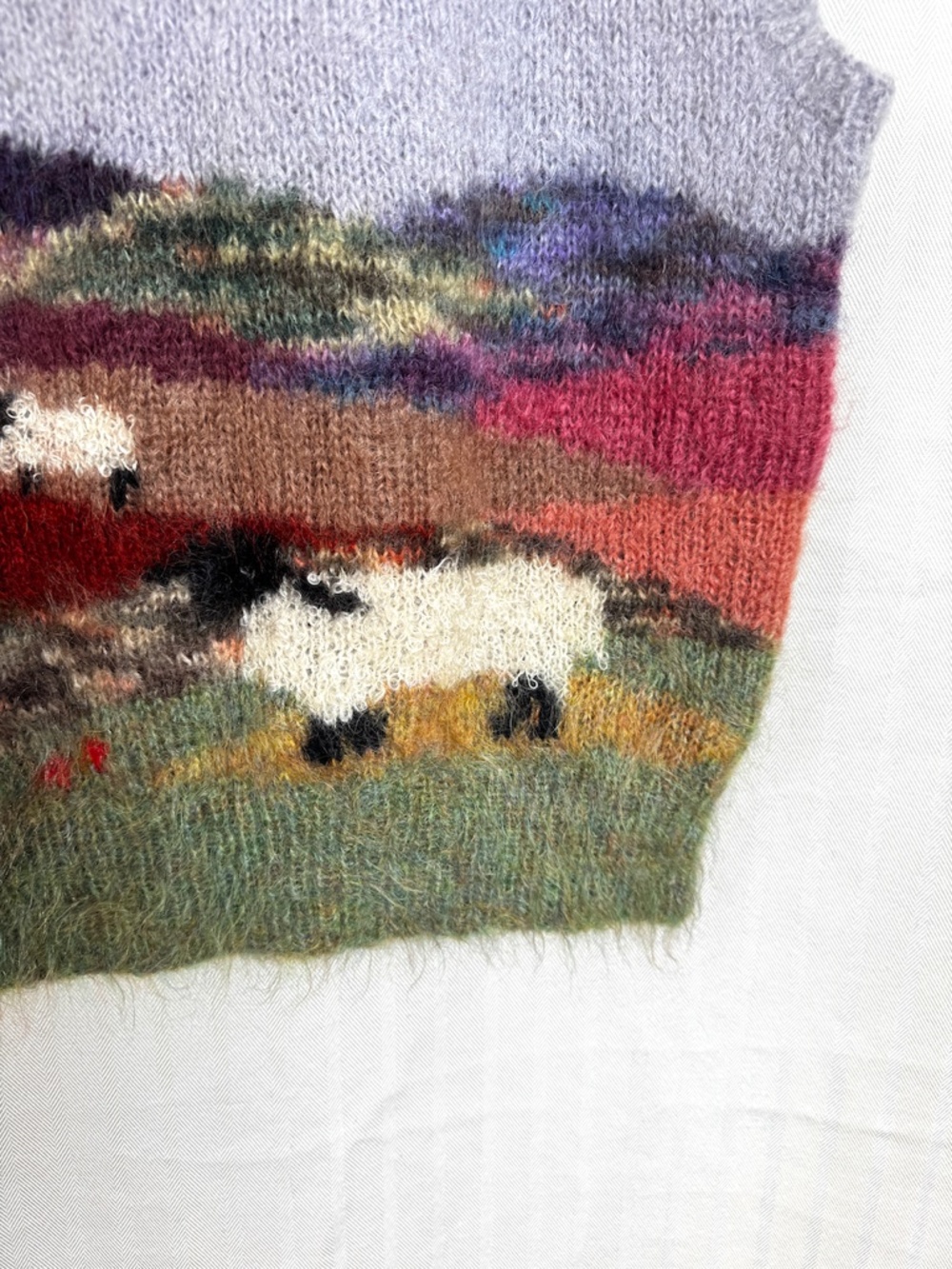 Vintage Susie Lee Mohair Wool Blend Hand Knit Sheep Sweater Vest - Picture 8 of 9